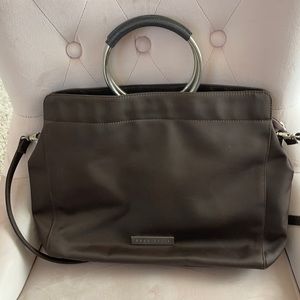 Euc - Brown Leather Handbag with Silver Accents